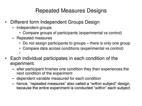 Repeated Measures Designs Ppt Download