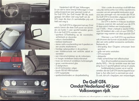 TheSamba VW Archives 1988 VW Golf GT4 Brochure Dutch