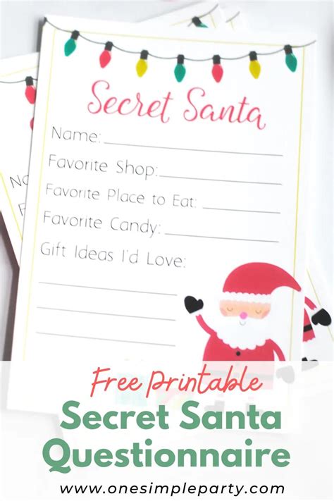 Secret Santa Questionnaire Free Printable Artofit