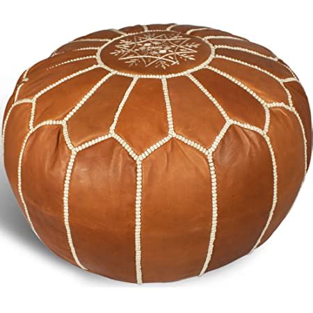 Amazon Riseon Boho Handmade Faux Pu Leather Moroccan Pouf