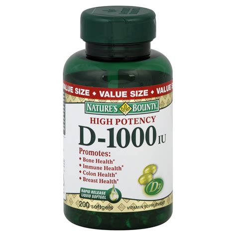 Vitamin D High Potency 1000 Iu Softgels Value Size 200 Softgels