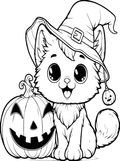 P Gina Para Colorear De Kawaii Y Lindo Gatito Con Calabazas De