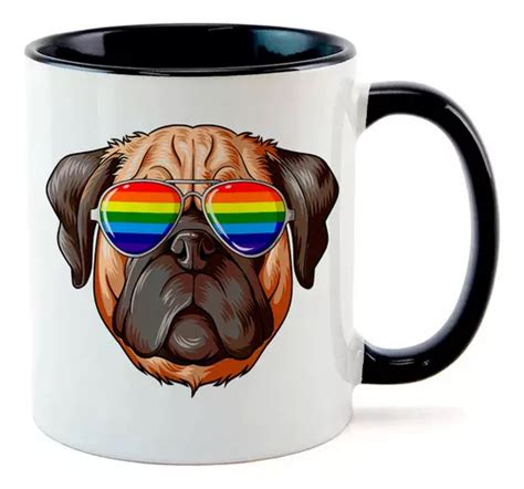 Caneca Interior Preto Lgbt Cara Pug De Oculos Arco Iris Parcelamento