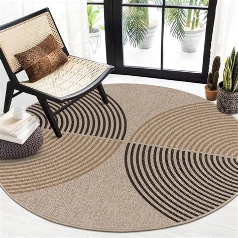 Amazon Lahome Modern Rainbow Round Rug Ft Easy Jute Circle Patio