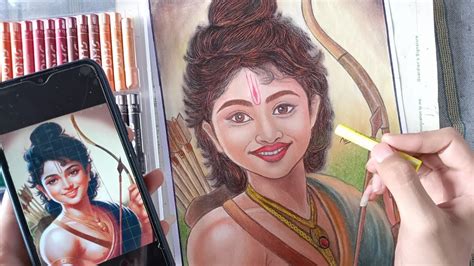 Shree Ram Ji Portrait Drawing Part Full Coloring Tutorial Oil