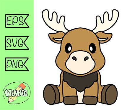 Baby Moose Svg Cute Moose Cut File Cricut Vector Kawaii Moose - Etsy