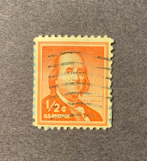 Vintage 1950s Benjamin Franklin 1 2 Cent Postage Stamp Etsy