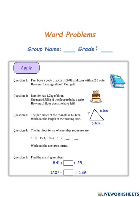 Word Problems Addition Subtraction Of Decimals Worksheet