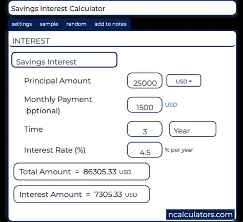 Savings Interest Calculator