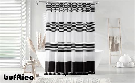 Amazon Bufftieo Black And White Shower Curtain For Bathroom Boho