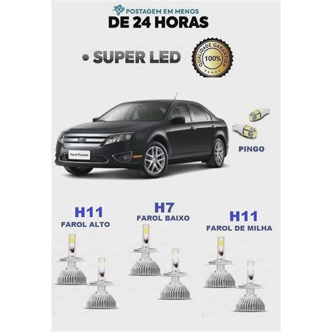 Kit 6 Lampada Super LED Farol E Milha Fusion 2006 2007 2008 2009 2010