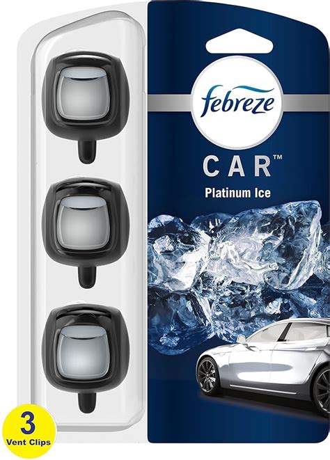 Febreze Car Air Fresheners Platinum Ice Scent Odor Eliminator For