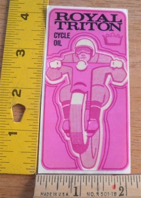 1960s Royal Triton Motor Oil Union 76 Cycle Motorcycle Sticker Decal