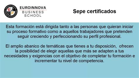 Sepe Certificados Web Oficial Euroinnova