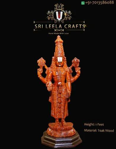 Sri Kalyana Venkateswara Swamy Feet Wood Idol Sculptures Off