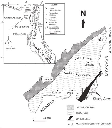 Simplified Geological Map And Tectonic Divisions Of Nagaland After