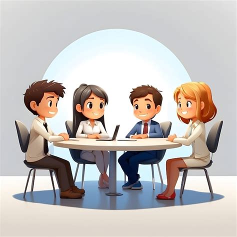 Premium Photo | Cartoon with meeting illustration business discussion scene office meeting ...