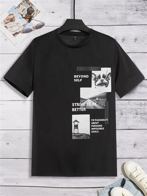 Manfinity Homens Camiseta Gráfico De Cão E Slogan Shein Brasil In