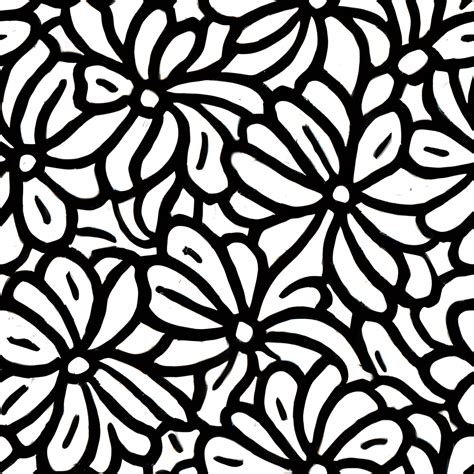 Handgezeichnete Fliese Mit Blumenmuster Pretty Blooming Schwarz Wei