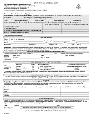 Fillable Online Laccd Cigna Application Los Angeles Community College