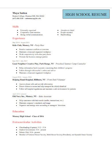 High School Resume 12 Examples How To Write Pdf