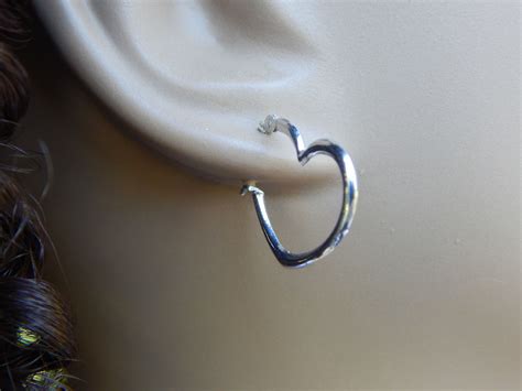 Vintage Sterling Silver Open Heart Hoop Earrings Jewelry Heart Hoop Earrings Vintage Jewelry