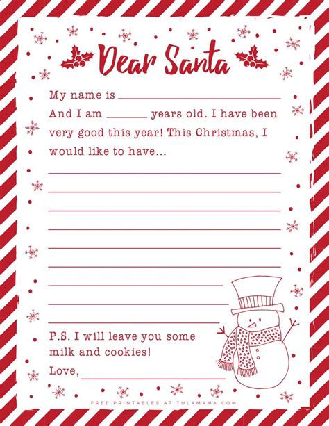 Free And Super Cute Letter To Santa Template Printables