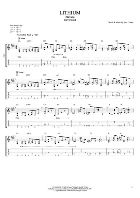 Lithium by Nirvana - Full Score Guitar Pro Tab | mySongBook.com