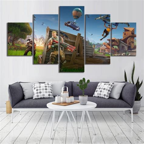 Fortnite Battle Royale 5piece Canvas Wall Art Poster Set For Living