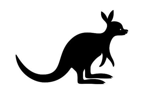 Black Kangaroo Silhouette Vector Shadow Laser Cutting Path Stock