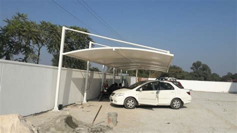 Cantilever PVC White Car Parking Tensile Structure Polished At Rs 350