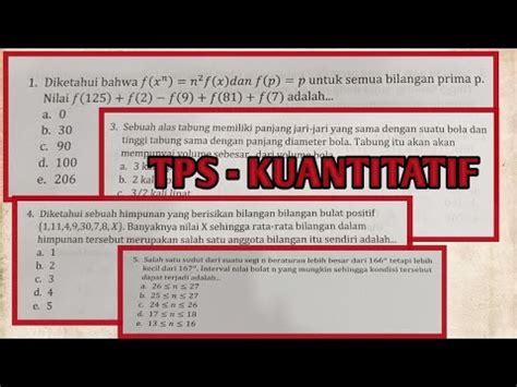 BOCORAN SOAL SOAL PENGETAHUAN KUANTITATIF TPS UTBK 2023 YouTube