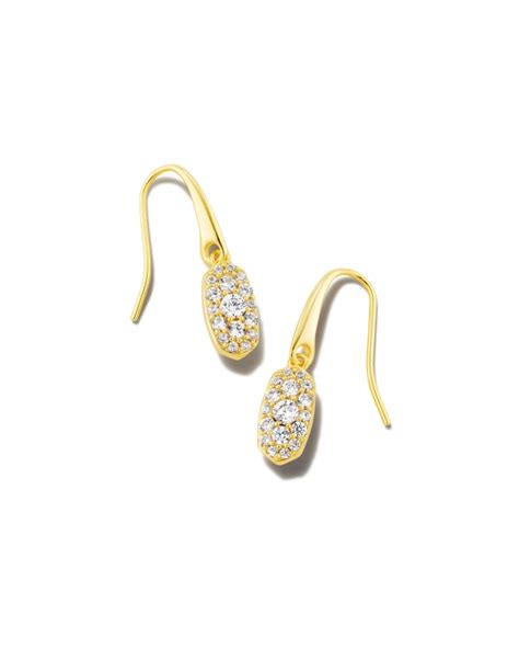 Grayson Gold Drop Earrings In White Crystal Kendra Scott