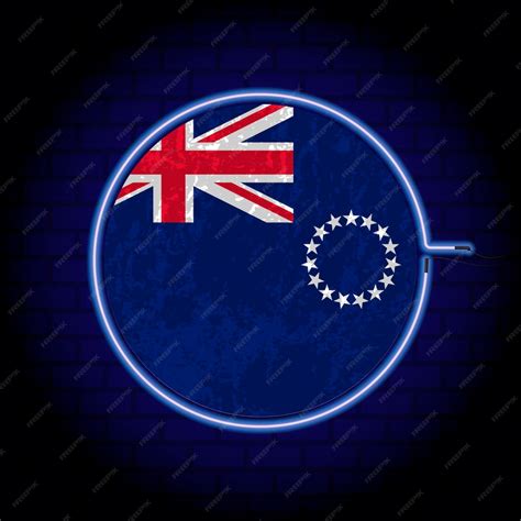 Premium Vector Cook Islands Neon Grunge Flag On Wall Backgrond Vector