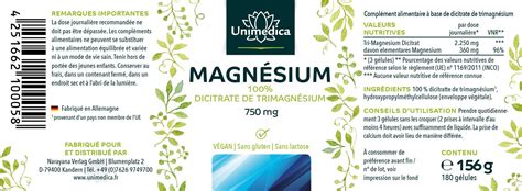 Magnésiumcitrate 750 mg 180 gélules Unimedica Editions Narayana