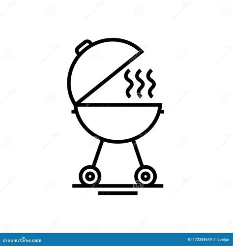 Barbeque Tools Line Icon Concept Sign Outline Vector Illustration