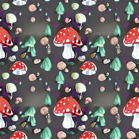 Forest Magic Mushroom Celestial Watercolor Pattern Creative Fabrica