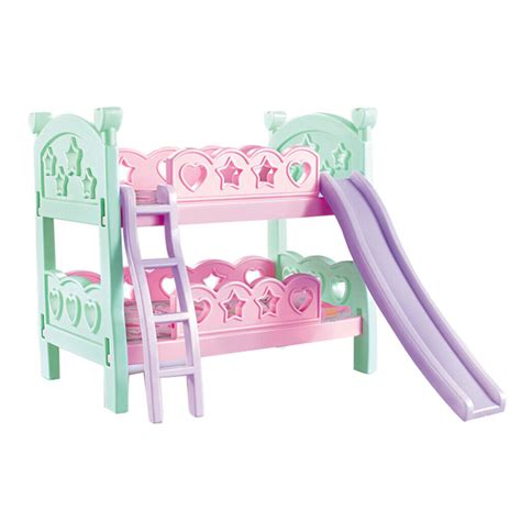 Plastic Doll Bunk Bed With Ladder And Bedding For Mellchan Doll