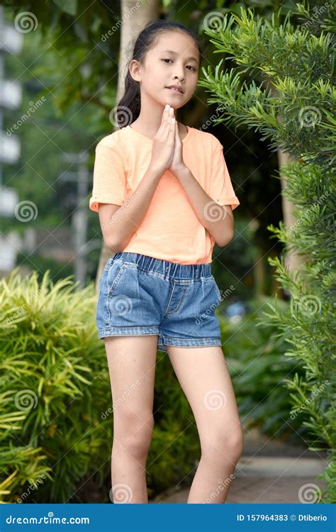 A Youthful Filipina Teenager Girl Praying Stock Image Image Of