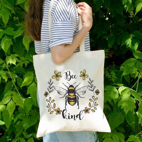 Amazon Whaline 2 Packs Bee Cotton Tote Bag Funny Cute Bee Kind