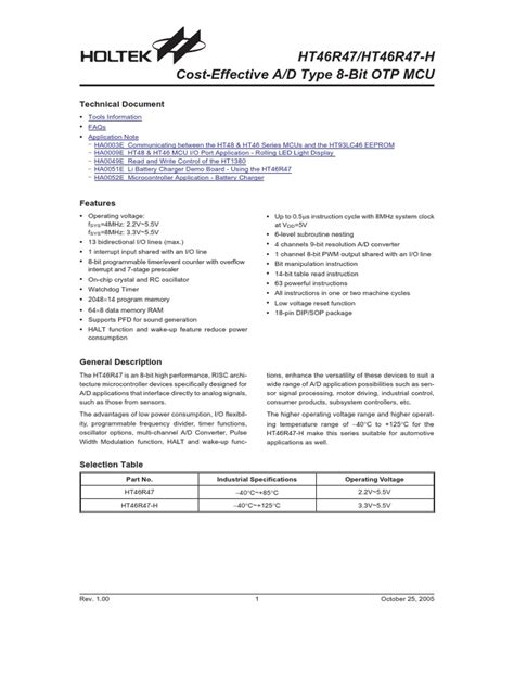HT46R47 | PDF | Microcontroller | Computer Hardware