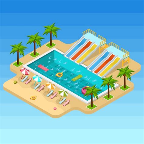 Free Vector Isometric Aqua Park Composition