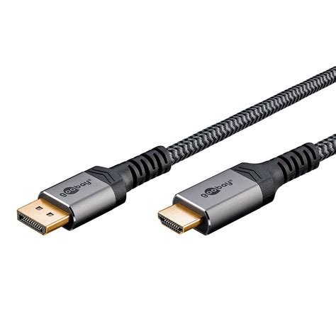 Goobay DisplayPort 1 2 til HDMI 2 0 Kabel 2m Han Han Sharkskin Grå