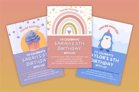 Kids Birthday Party Invitation Templates Graphic by Haylee · Creative Fabrica