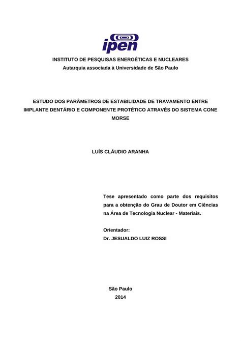 PDF Estudo dos parâmetros de estabilidade de travamento entre