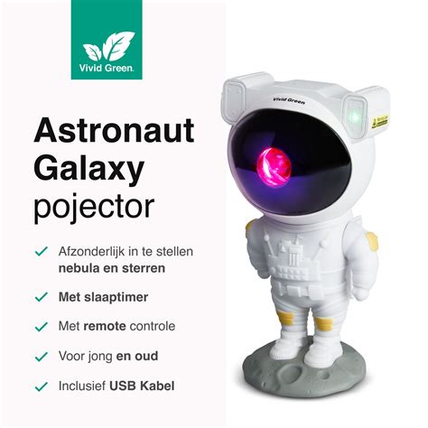 Vivid Green Astronaut Sterren Projector Galaxy Sterrenhemel