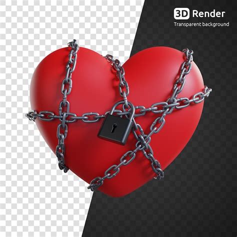 Premium PSD | 3d heart in chains with lock