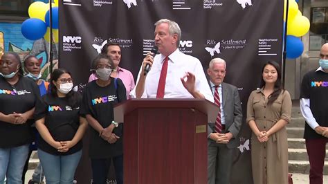 Mayor De Blasio Delivers Remarks At Queensbridge Local Neighborhoodstat