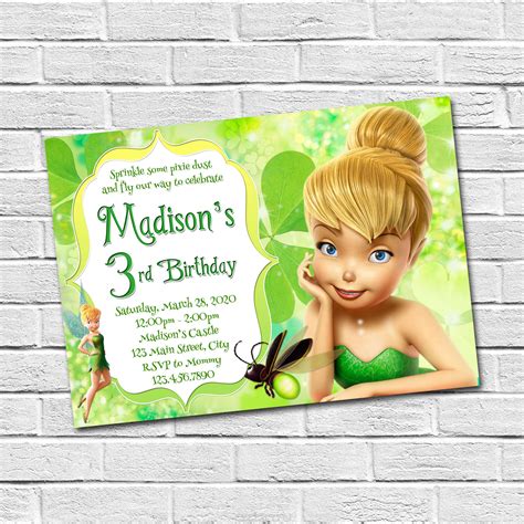 Tinkerbell Birthday Party Invitation Tinkerbell Invitation Fairy