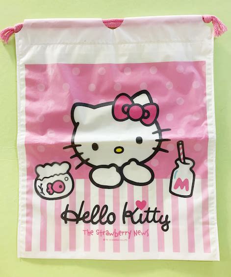 【震撼精品百貨】凱蒂貓hello Kitty~日本sanrio三麗鷗 Kitty 縮口收納袋化妝袋 牛奶18017 購物袋